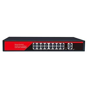 Ezcool EZ-16PSF 16xFE+2xGE Y�netilemez Poe Switch (240 WATT)