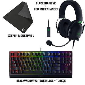 Razer BlackWidow V3 Tenkeyless - T�rk�e + HDS Blackshark v2 X + Trust GXT754 Mouspad L Bundle
