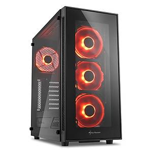 Sharkoon TG5 4xK�rm�z� Led Fanl� Pencereli Atx Oyuncu Bilgisayar Kasas�