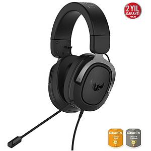 Asus Tuf Gaming H3 Gun Metal 7.1 3.5mm Kablolu Kulak �st� Oyuncu Kulakl���