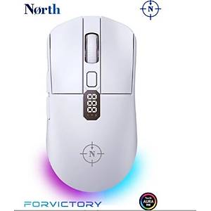 North Odin PRO WL 26.000 DPI 750 IPS 70G UltraLight RGB Kablosuz Beyaz Gaming Mouse