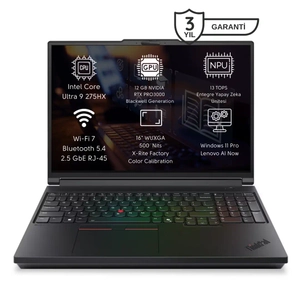 Lenovo ThinkPad P16 Gen 3 21RQ000JTX Ultra 9 275HX 64 GB(2x32)  1 TB SSD RTXPRO3000 12gb 16 in� W11Pro Diz�st� �� �stasyonu