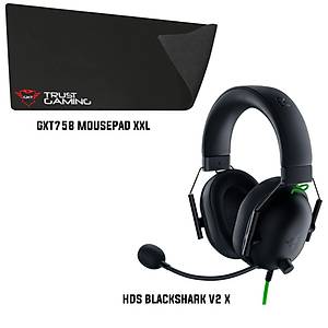 Razer Blackshark v2 X + Trust GXT758 XXL Mousepad Bundle