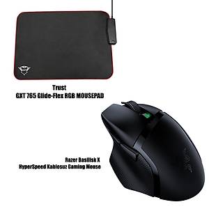 Razer Basilisk X HyperSpeed Kablosuz Gaming Mouse + Trust GXT 765 Glide - Flex RGB Mousepad