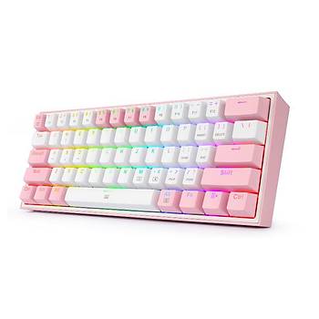Redragon K617-RGB FIZZ %60 Q Trke Kablolu Beyaz Pembe Mekanik Klavye