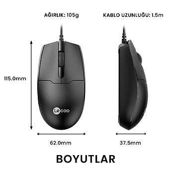 Lenovo Lecoo MS101 Siyah Kablolu Mouse