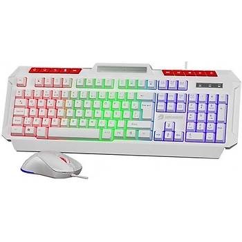 GameBooster KM-11W Knight Beyaz Klavye Mouse Set