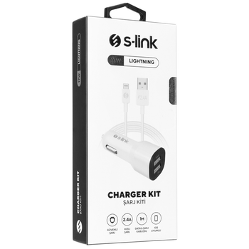 S-link SL-EC30L iPhone Lightning Kablolu 3.4A 2 USB Beyaz Ara arj Cihaz