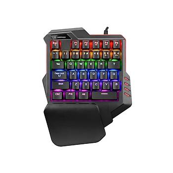 Rampage MIRACLE K1 Siyah USB Led Işıklı Q 35 Tuşlu Multimedya Mini Blue Switch Gaming Oyuncu Klavyesi