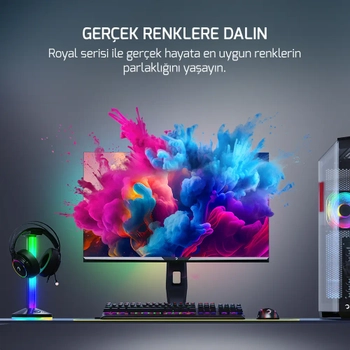 GamePower Royal T20 27 In� RGB 180Hz 0.5Ms 2K QHD Flat IPS Pivot FreeSync, Gsync Oyuncu Monit�r�