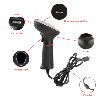 Sunlux XL-3610 EL Tipi Cmos  USB Kablolu 1D ve 2D Karekod Barkod Okuyucu (Ayakl�)