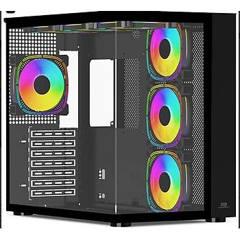 PowerBoost PB-SS02B Sea View USB 3.0 ATX 7 x ARGB Fanl� Siyah Kasa