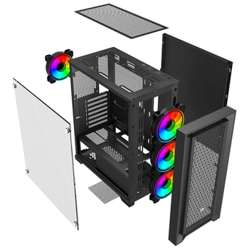PowerBoost PB-P705B 650w 80+ Bronze USB 3.0 Mesh ARGB Fanl� Gaming Siyah Kasa