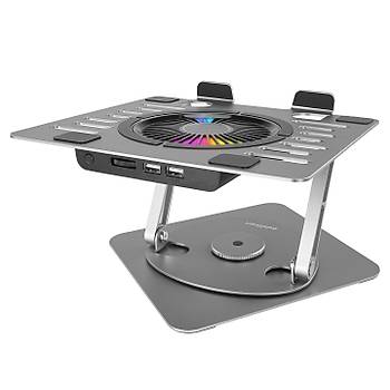 Addison AD-RC35 360 Derece D�nebilen Fanl� RGB I��kl� Metal Laptop Stand�