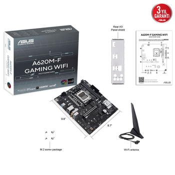 Asus A620M-F Wi-Fi 2xDDR5 2xM.2 HDMI 6E Bluetooth v5.3 AM5 Gaming Anakart