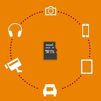Philips FM64MP45B/00 64GB Class10 UHS-I U1 TF Adapt�rl� Micro SDXC Haf�za Kart�