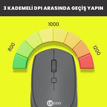Lenovo Lecoo WS202-G Gri USB Kablosuz Mouse