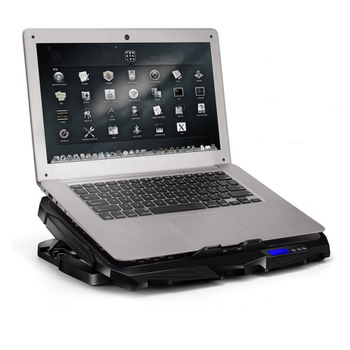 PowerGate PG-NC02 (2x12,5cm 2x7cm) 5 Kademeli 3 Farkl� Program Ayarlanabilir H�z Mavi Ledli Siyah 4 Fanl� Notebook So�utucu