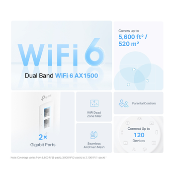 Tp-Link DECO-X10, AX1500, Tekli Mesh, 300-1201Mbps Dual Band, WiFi6, 2Port Gigabit Lan, 190m2 kapsama Alan�, Router, Geni� Alan �nternet A�� Sa�lay�c�s�