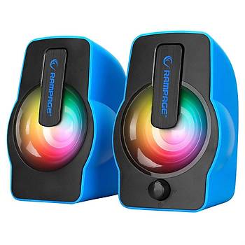 Rampage RMS-G7 Falsetto 6 Watt RGB Ledli Mavi Gaming USB Hoparlr