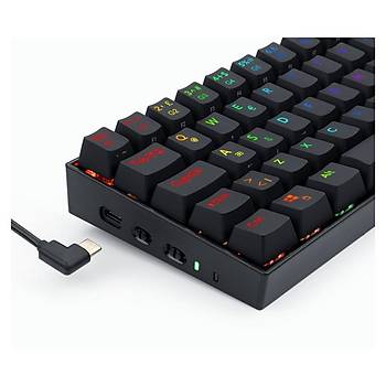 Redragon Draconic K530 PRO 60% TKL Kompakt Kablosuz Bluetooth 2.4G T�rk�e Q Brown Switch Siyah Mekanik Oyuncu Klavyesi
