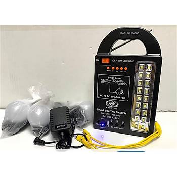Everton Rt-999 SolarPanelli -Ledli Güneş Enerjili Radyo Usb- 3 Adet Ampul Şarjlı (Solar 9V-3.5W)