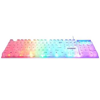 Everest KB-24 Beyaz Membrane Kablolu T�rk�e Q RGB Oyuncu Klavyesi
