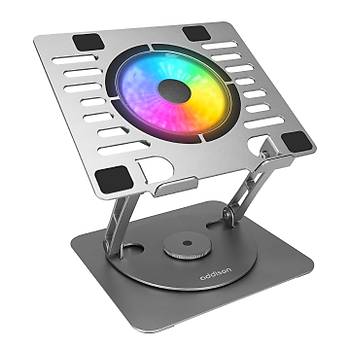 Addison AD-RC35 360 Derece D�nebilen Fanl� RGB I��kl� Metal Laptop Stand�