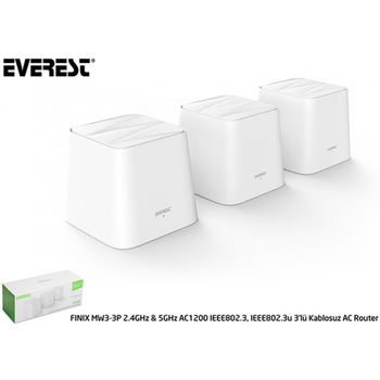 Everest Finix MW3-3P 3 Pack Mesh AC1200 WiFi 867Mbps Dual Band 300m2 kapsama Alan� Router