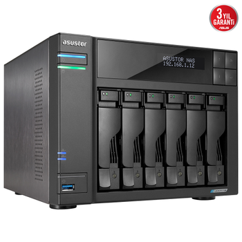 Asustor AS6706T 8Gb DDR4 Ram 6Yuval� 6x22TB Destek 4xM.2 Tower NAS Yedekleme Cihaz�
