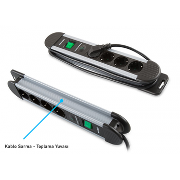 S-LINK Swapp SPGKS05 5 Soket 1.5Mt Kablo 900 Joule (Gri) %100 Bak�r Ak�m Korumal� Priz