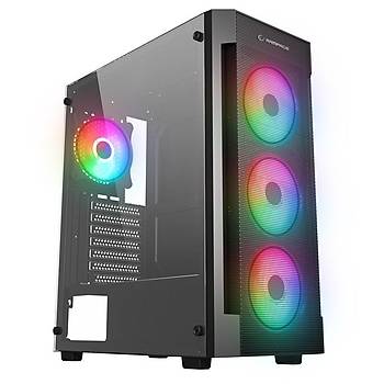 Rampage Vigilant Mesh 650W 80+ Bronze Siyah Temperli Caml� 4X120MM RGB Fan ATX Midi Tower Gaming Kasa