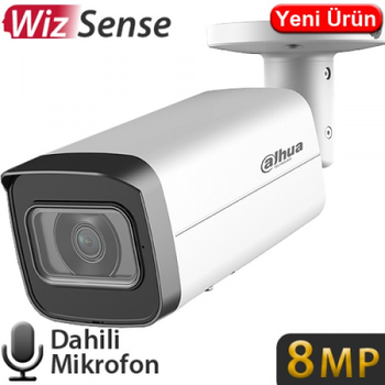 DahuaI PC-HFW2841T-AS-0360B 8Mpix 3,6mm Sabit Lens H265+ 80Mt Gece G�r��� Dahili Mikrofon Starlight IP67  PoE Bullet IP Kamera