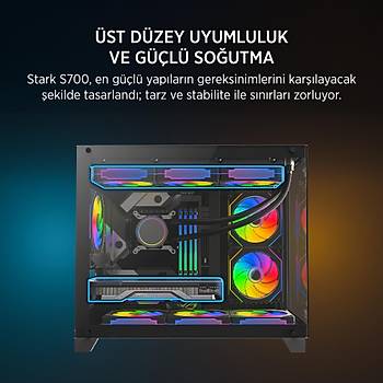 James Donkey Stark S700 3xARGB Temperli Cam 650W 80+ Bronze mATX Siyah Gaming (Oyuncu) Kasa