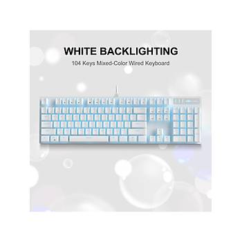 MageGee MK-STORM 104 Tu� Blue Switch Kablolu Beyaz Mekanik Oyuncu Klavyesi