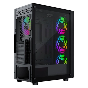 GameBooster CASTLE A651B 600W APFC USB 3.0 Mesh 4*Rainbow Fanl� Mid-T ATX Gaming Siyah Kasa