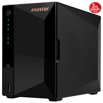 Asustor AS3302T V2 2Gb DDR4 Ram 2 Yuval� (2x20TB Destek) 1x2.5GbE Network 3xUSB 3.2 Tower NAS (Yedekleme) Depolama Cihaz�
