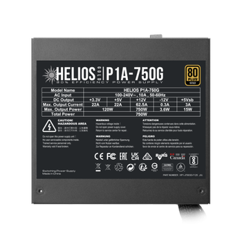 GAMDIAS HELIOS P1A-750G 750W 80+ Gold Aktif PFC Gaming ATX Power Supply (PSU)