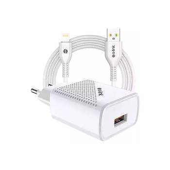 S-link SL-EC40L 5V 2400MA Lightning Kablolu Beyaz Ev arj Adaptr