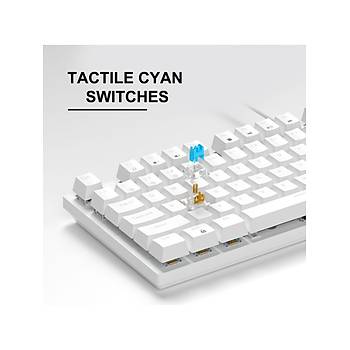 MageGee MK-STORM 104 Tu� Blue Switch Kablolu Beyaz Mekanik Oyuncu Klavyesi