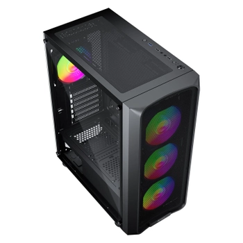 GameBooster ROUND A650B 600W APFC USB 3.0 Mesh 4*Rainbow Fanl� Mid-T ATX Gaming Siyah Kasa