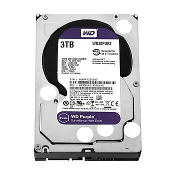 Western Digital Purple 3.5 Sata III 6Gb/s 3TB 64MB 7/24 Gvenlik WD30PURZ HDD & Harddisk