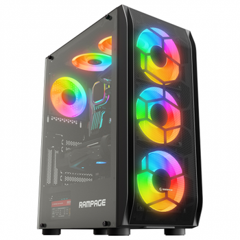 Rampage Hollow 650W 4x12cm ARGB Fan Temperli Cam Yan Panel ATX Gaming Kasa
