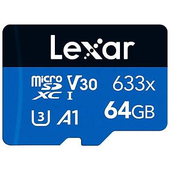 Lexar 633X MICROSDXC 64GB  LSDMI64GBB633A HIGH-PERFORMANCE C10 A1 V30 U3 Hafıza Kartı