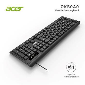 Acer OAK-0A0 Siyah Kablolu Sessiz Tu�lu Klavye