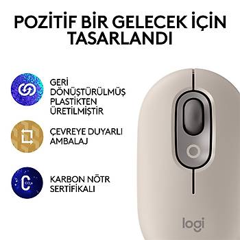 Logitech Pop Mouse Mist Emoji Tu�lu Sessiz Kablosuz Mouse - Bej 910-006651