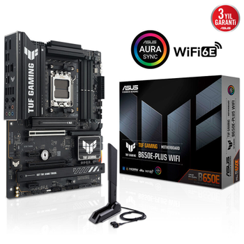 Asus TUF Gaming B650E-PLUS 4xDDR5 3xM.2 DP HDMI Type-C Wi-Fi 6E Bluetooth v5.3 AM5 Soket Gaming Anakart