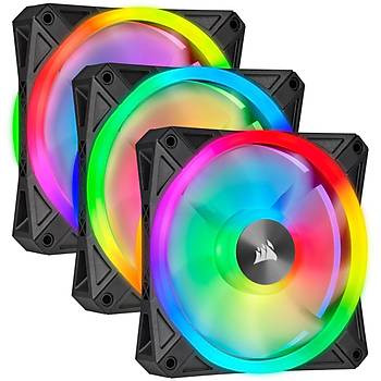 Corsair CO-9050098-WW Icue QL120 RGB 120 MM Drt RGB Renk Dngl PWM Fan Lighting Node Core Kontrolc le Birlikte 3lu Paket Kasa Fan