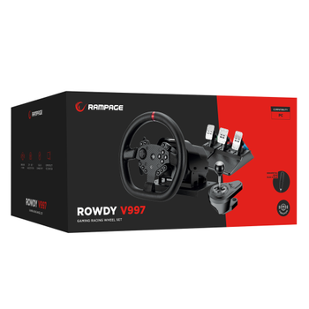 Rampage Rowdy V997 Only USB/PC 3mt Kablolu Direksiyon Pedal Vites Titre�imli Gaming Oyuncu Direksiyonu