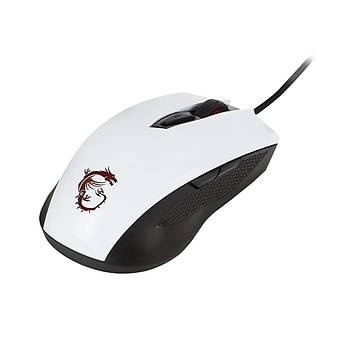 Msi GG Clutch GM40 White Gaming Mouse 5.000 Dpi Pixart PMW3310 Optik Sensor Omron Switch K�rm�z� Led Orgu Kablo Alt�n Kaplama Gaming Mouse